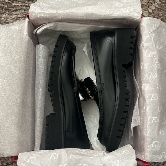 Valentino Black Loafers with Gold Detail - Picture 5 of 6